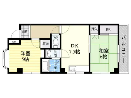 ホワイトキャビン和(2DK/2階)の間取り写真