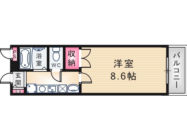 COZYセイケン東(1K/2階)の間取り写真