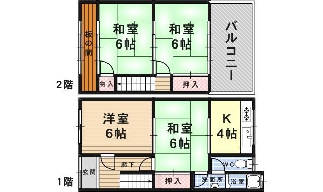 JR東海道・山陽本線 尼崎駅(ＪＲ) 徒歩14分 2階建 築50年(4K)の間取り写真