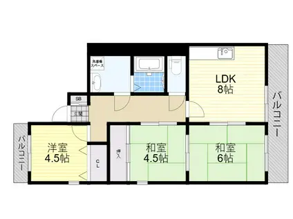 レジオン若王寺(3LDK/3階)の間取り写真