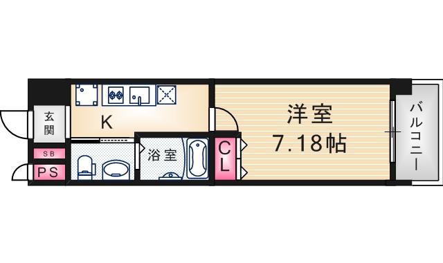 ラージウェル園田(1K/5階)の間取り写真