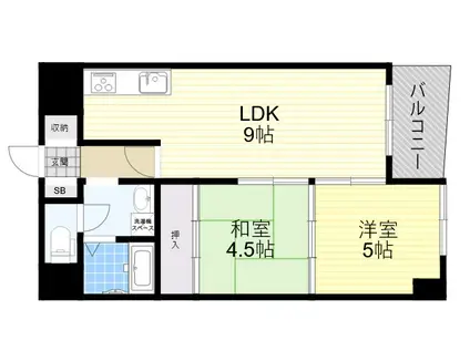 サンコート東難波(2LDK/3階)の間取り写真