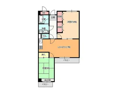 パレエシャロット(2LDK/1階)の間取り写真