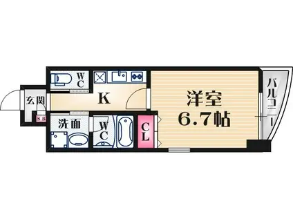 リエス尼崎東(1K/2階)の間取り写真