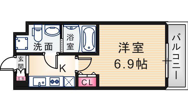 レジュールアッシュ尼崎駅前(1K/9階)の間取り写真