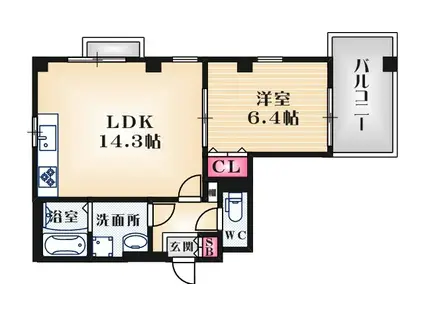 リバーフラット(1LDK/2階)の間取り写真