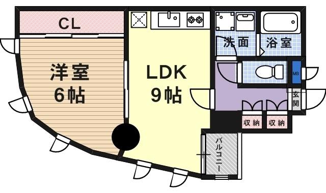 YSコート蘭びっく(1LDK/3階)の間取り写真