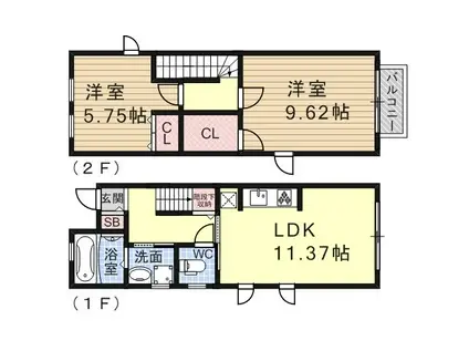 ソレーユ北新町(2LDK)の間取り写真