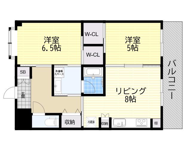 プラマーV番館(2LDK/2階)の間取り写真