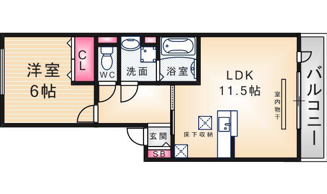 プリムローズ(1LDK/1階)の間取り写真