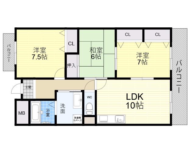 アクシス常光寺(3LDK/3階)の間取り写真