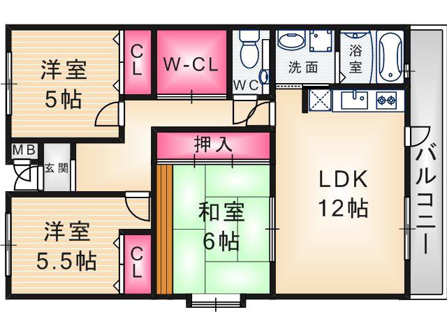 ソービ・ドゥモーン(3LDK/5階)の間取り写真