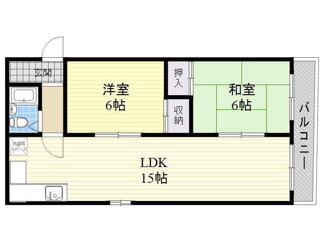 オアシス21(2LDK/2階)の間取り写真