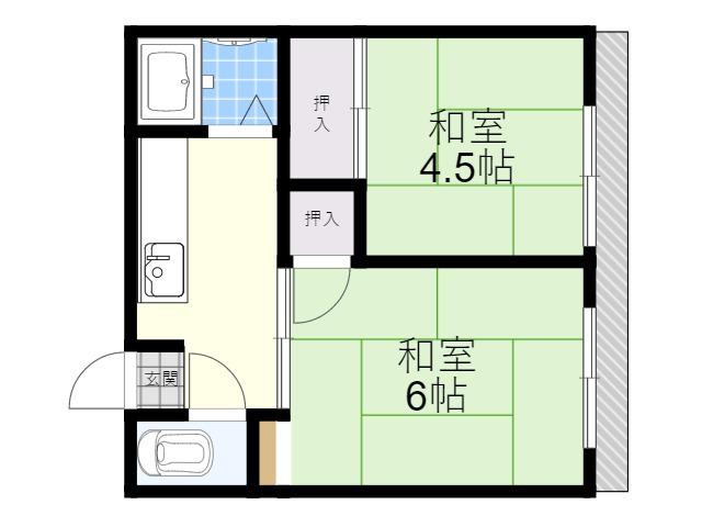 東和マンション(2K/3階)の間取り写真