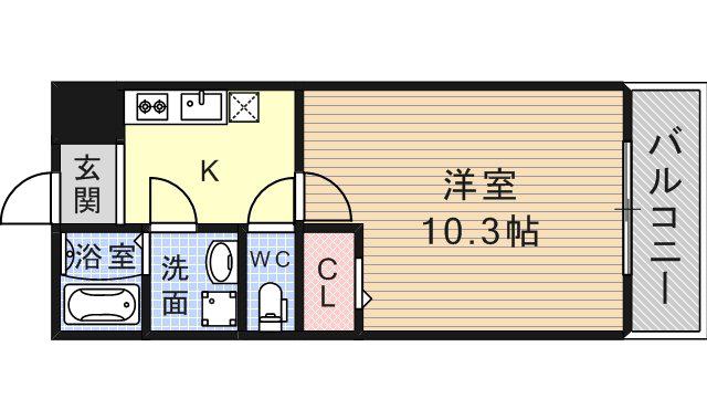 エクセルコート杭瀬(1K/2階)の間取り写真