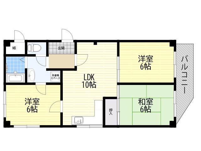 エレガンス松本2号館(3LDK/4階)の間取り写真