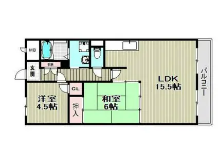 ハイネスAONO(2LDK/4階)の間取り写真