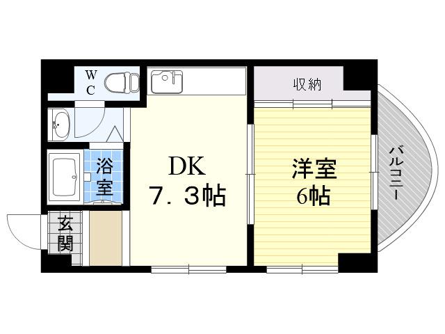 グランリッチ園田(1DK/3階)の間取り写真