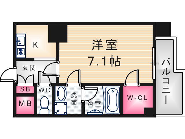 エクセルコート昭和南通 PRIME RESIDENCE(1K/2階)の間取り写真