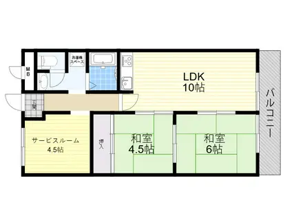 ハイツ尼崎(2SLDK/4階)の間取り写真
