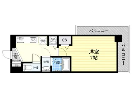 S-RESIDENCE東難波(1K/6階)の間取り写真