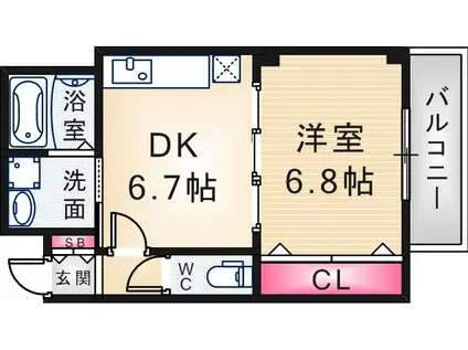 MKコート立花(1DK/2階)の間取り写真