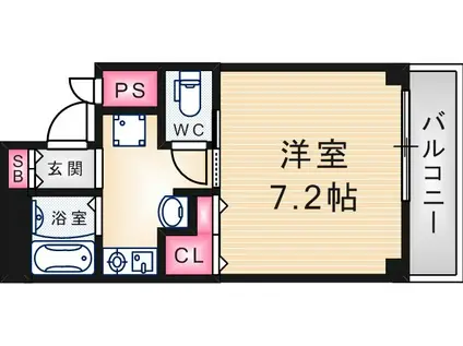 ロングアイランド尼崎(1K/3階)の間取り写真