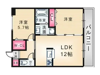 GRACE IRIS(2LDK/2階)の間取り写真