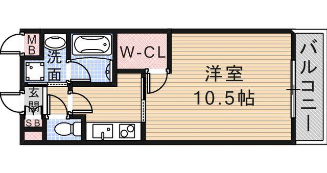 グリーンテラス尼崎(1K/3階)の間取り写真