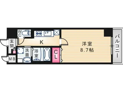 ラヴィーユ-1930-(1K/4階)の間取り写真