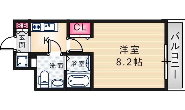 エス・キュート尼崎2(1K/8階)の間取り写真