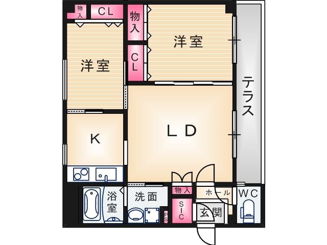 SOLEIL(2LDK/1階)の間取り写真