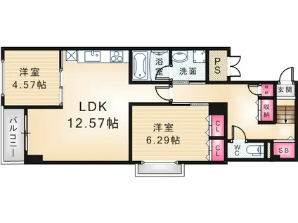 ディアコート野村(2LDK/3階)の間取り写真