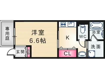 SUN SEED尼崎駅前(ワンルーム/1階)の間取り写真