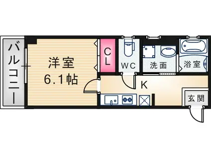 SUN SEED尼崎駅前(1K/2階)の間取り写真