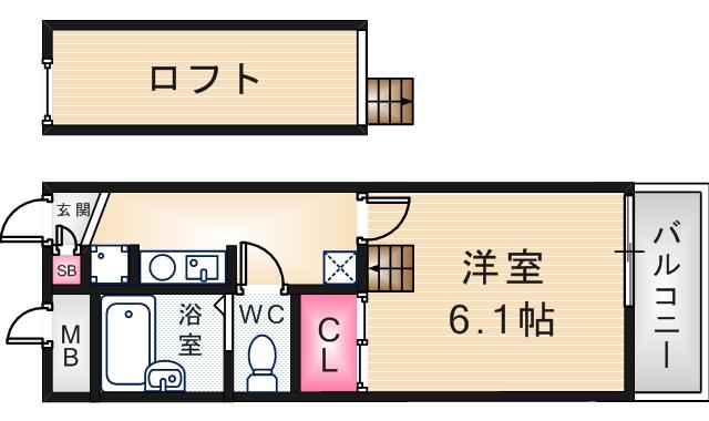 ダイワレジデンス常光寺(1K/2階)の間取り写真
