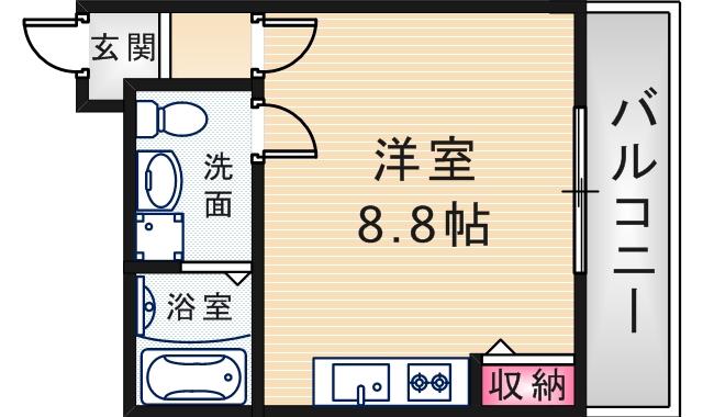 ノイヴェル杭瀬(ワンルーム/1階)の間取り写真