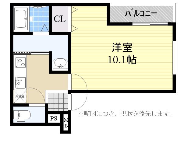 フジパレス西本町北通1番館(1K/3階)の間取り写真