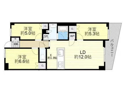 ローレルコート・クレヴィア尼崎駅前(3LDK/3階)の間取り写真