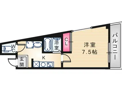 COZYセイケン五番館(1K/2階)の間取り写真