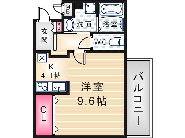 エヌズグランデ(1K/4階)の間取り写真