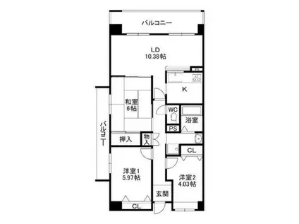ヴェール園田(3LDK/4階)の間取り写真