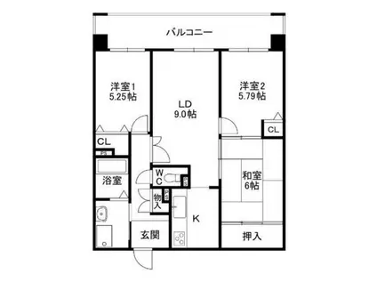 ヴェール園田(3LDK/6階)の間取り写真