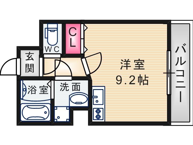 ラージヒル尼崎東(ワンルーム/2階)の間取り写真