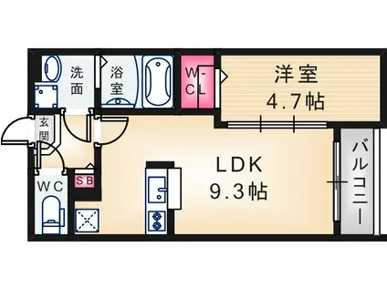 SEED尼崎(1LDK/3階)の間取り写真