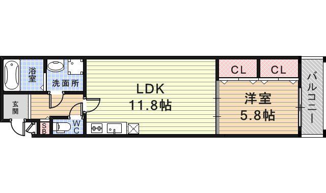 フジパレス尼崎宮内町ウエスト(1LDK/3階)の間取り写真