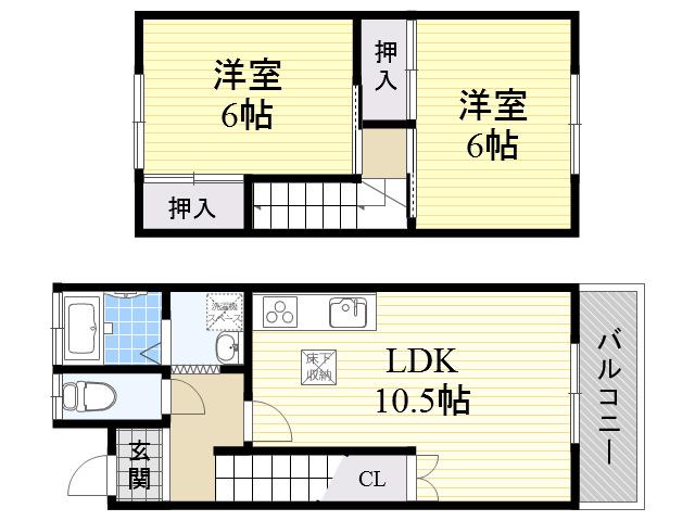 御園2丁目テラスハウス(2LDK)の間取り写真