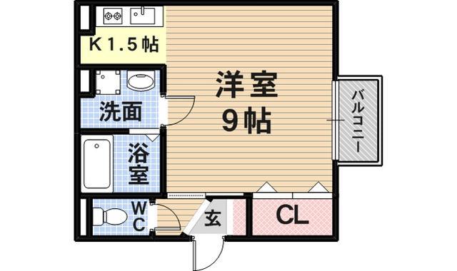 エスポワール(ワンルーム/1階)の間取り写真