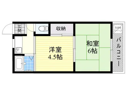 松本文化 B棟(2K/1階)の間取り写真