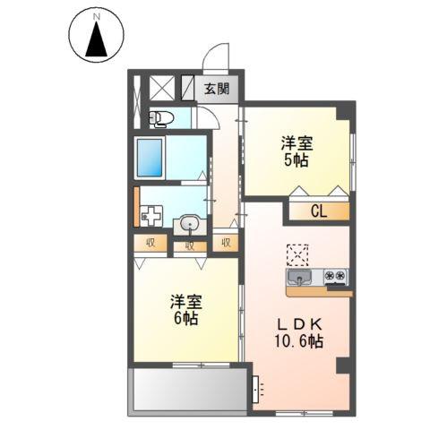 ヴェルージュ(2LDK/1階)の間取り写真